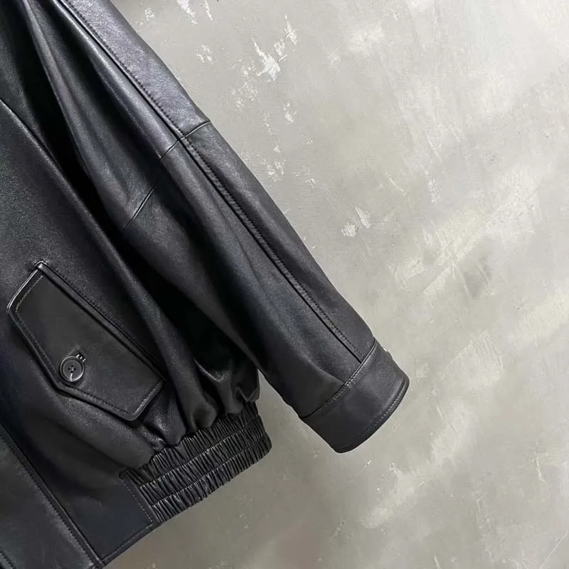 Frauen mantel herbst winter natürliche echte schaffell jacke lose weibliche kurze länge drehen-unten kragen kleidung hohe qualität