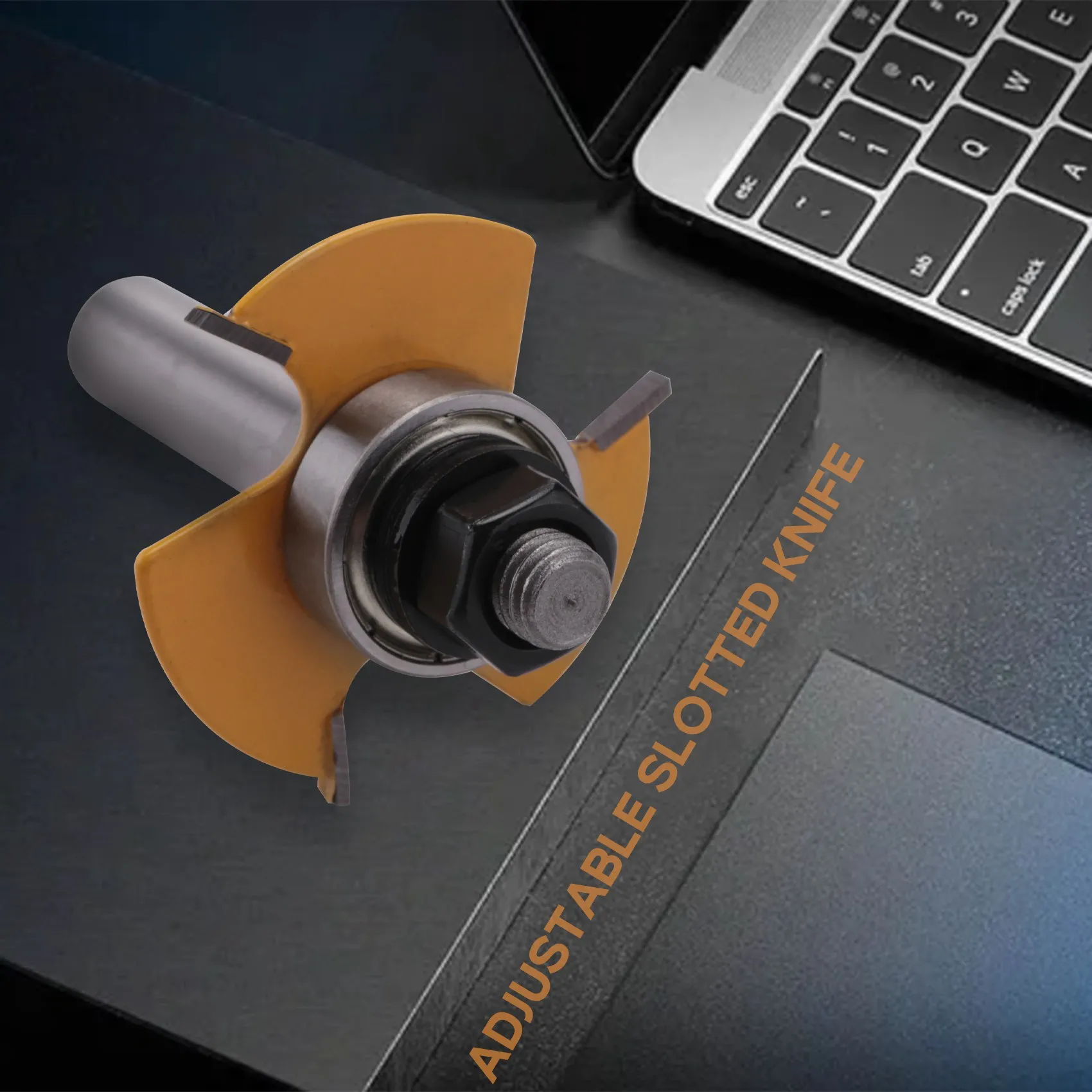 AT05-2Pcs Slot Cutter 3 Wing Router Bit 1/2 &1/4 Inch Shank Adjustable Woodworking Tool