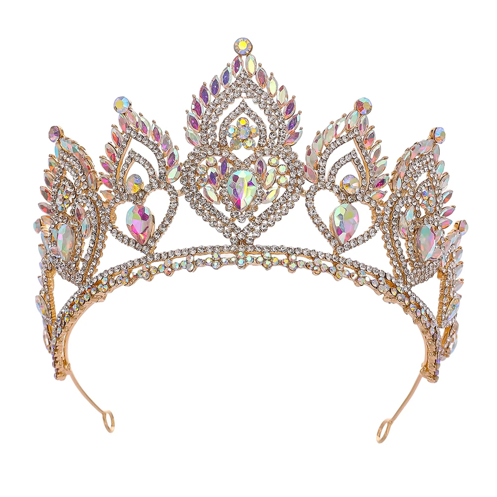 تيارا الزفاف الأناقة الملكية على شكل قلب |   تاج حفل زفاف الملكة |   مجوهرات شعر كريستال كبيرة للنساء