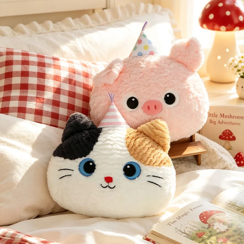 Cute Animals Pillows Cat Fox Seal Pig Monkey Stuffed Plush Animal Sofa Cushion Waist Support Home Decor For Birthday Gifts