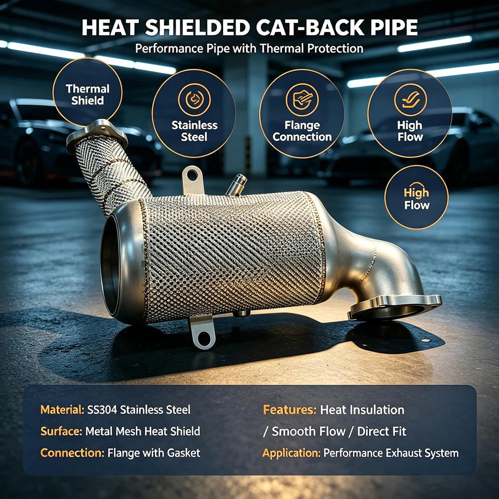 Exhaust drain pipe for Maserati Grecale 2.0T 2022+with insulation high-performance stainless steel exhaust head section