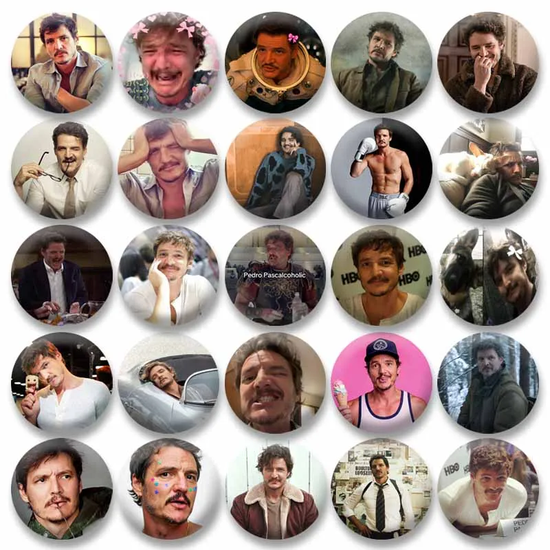 Funny Movie Figure Pedro Pascal Badges Creative Soft Button Pins Handmade Round Brooch Shoulder Bag Accessories Souvenir Gifts