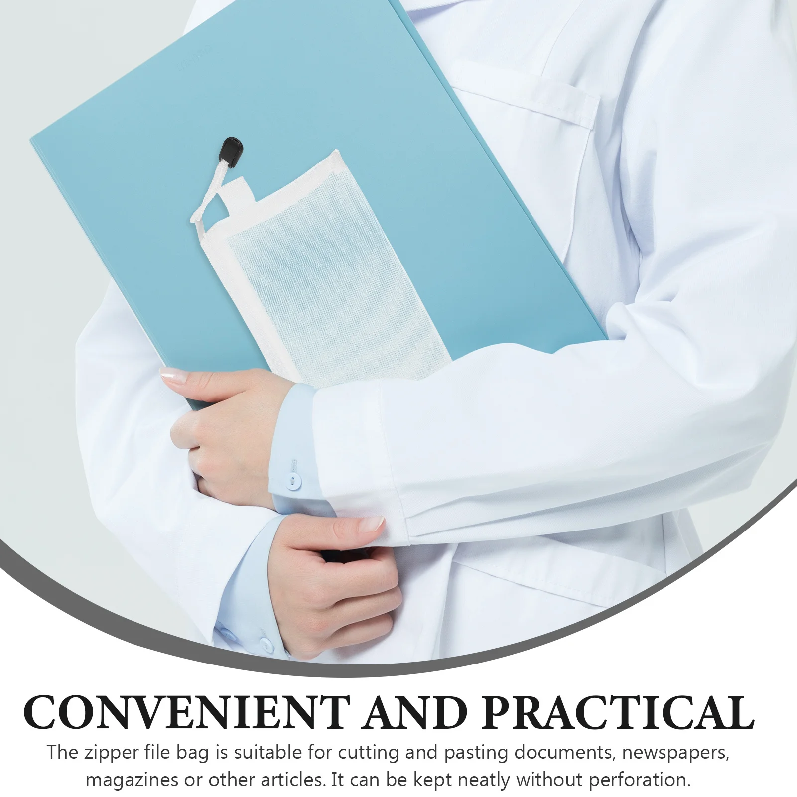 4Pcs 지퍼 파일 파우치 메쉬 문서 가방 종이 파일 펜을위한 투명한 보관 파우치 화장품 교육 액세서리