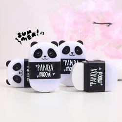 Borradores de lápices de goma con forma de Panda, 1 piezas, Kawaii, color blanco y negro, con sacapuntas, artículos de papelería para estudiantes y niños, suministros escolares