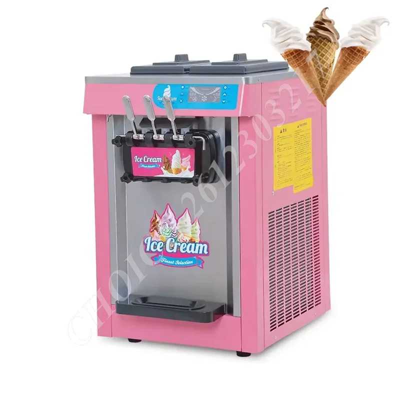 

20L/H Commercial Automatic Cone Ice Cream Maker 3 Heads 3 Flavors Soft Ice Cream Machine Countertop Noiseless Making Machine