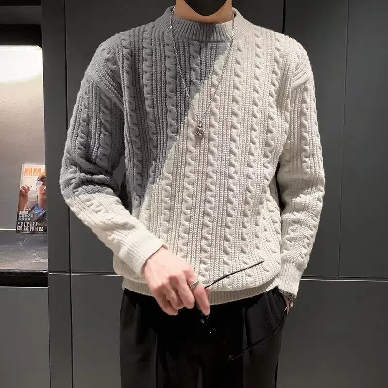 

Мужской трикотаж Thiened Round Ne, повседневный свободный крой, модная верхняя одежда, свитер, удобный свитер из смеси полиэстера Long Sve