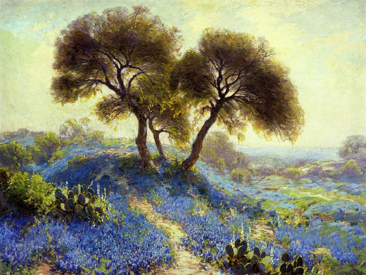 100% Handmade Famous High Quality  Oil Painting Reproduction on Linen Canvas,A Spring Morning 1913 by Robert Julian Onderdonk