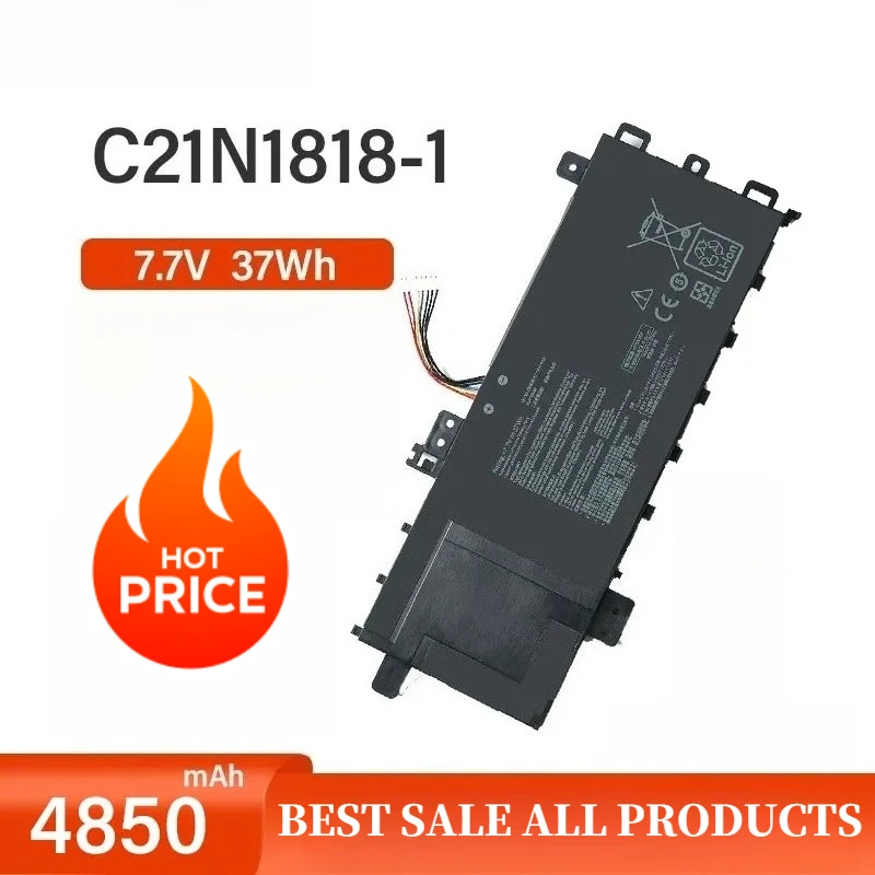 بطارية بديلة للكمبيوتر المحمول C21N1818-1L متينة من الطبقة العليا - ليثيوم أيون عالي الكثافة، متوافقة مع أصلية، طاقة ثابتة للعمل اليومي