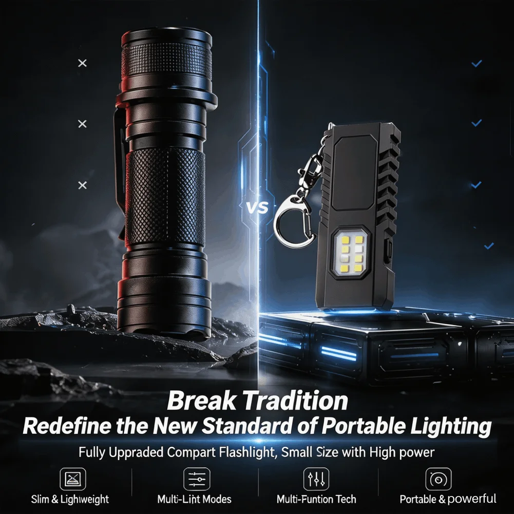 Multifunctional USB Rechargeable Keychain Flashlight Mini Cob Work Light Edc Pocket Torch for Camping Hiking Emergency Flashligh view 4