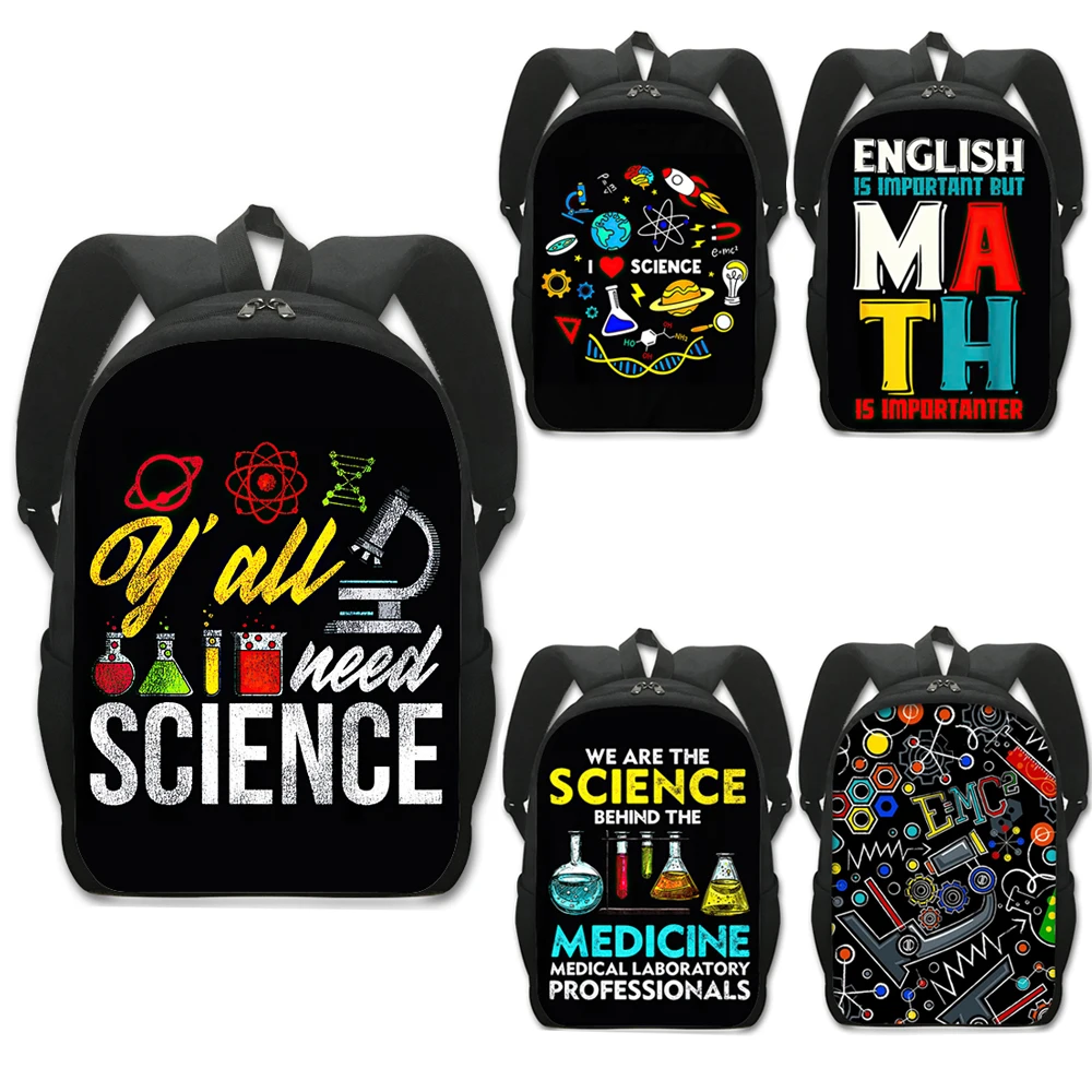 Cute Science Backpack Mathematical Physics Chemistry Rucksack Children School Bags for Teenager Boy Girl Daypack Laptop Backpack