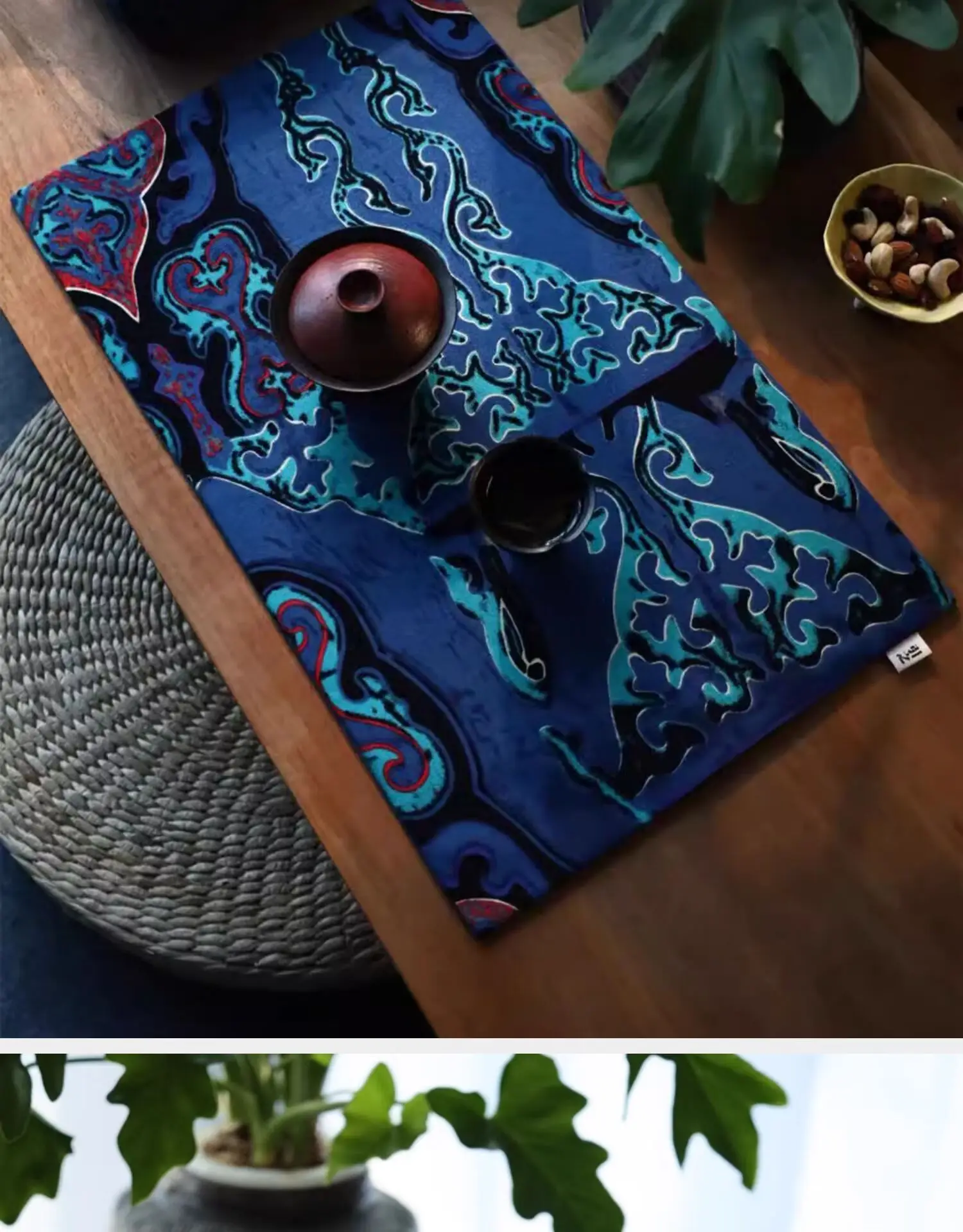 طراز Wasabi طباعة تذوق الشاي مضادة للحرق تقليد ماء مالح طاولة صغيرة العلم المطبوع حصيرة الشاي النسيج الجدول العلم ماصة