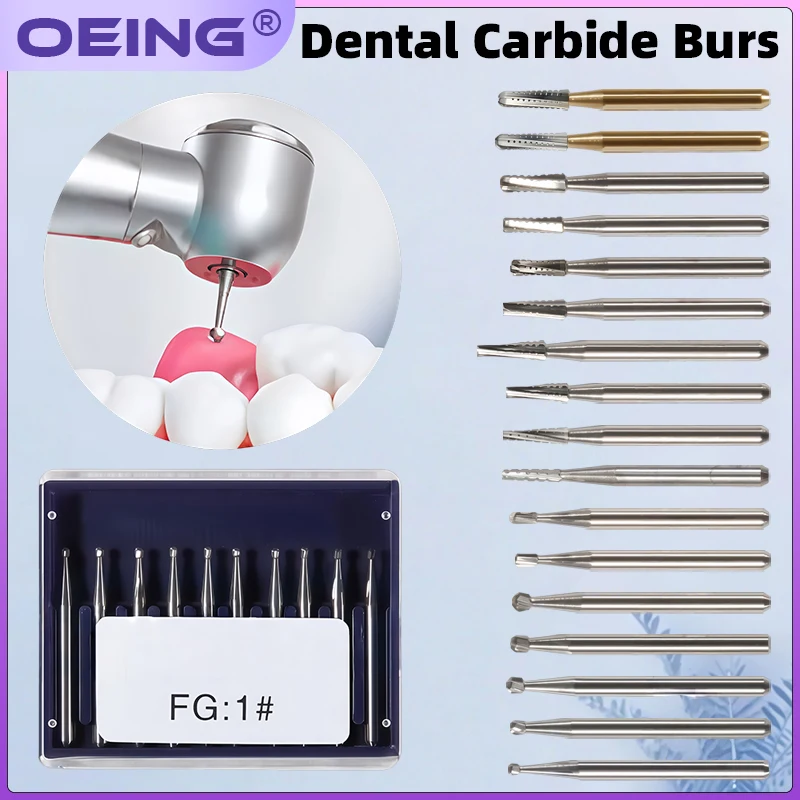 10Pcs Dental Tungsten Carbide Reamers, High-Speed Cutting Carbide Drills, Dental Reamers for Pulp Access and Molar Preparation