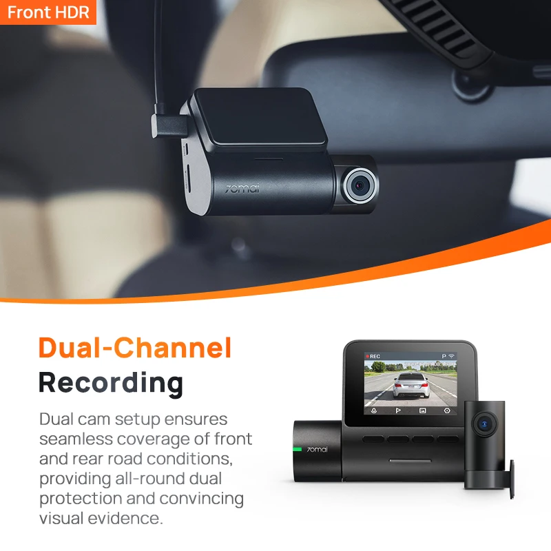 70mai Dash Cam A200 Gobal Dual-channel Record 1080P HDR 2'' IPS
