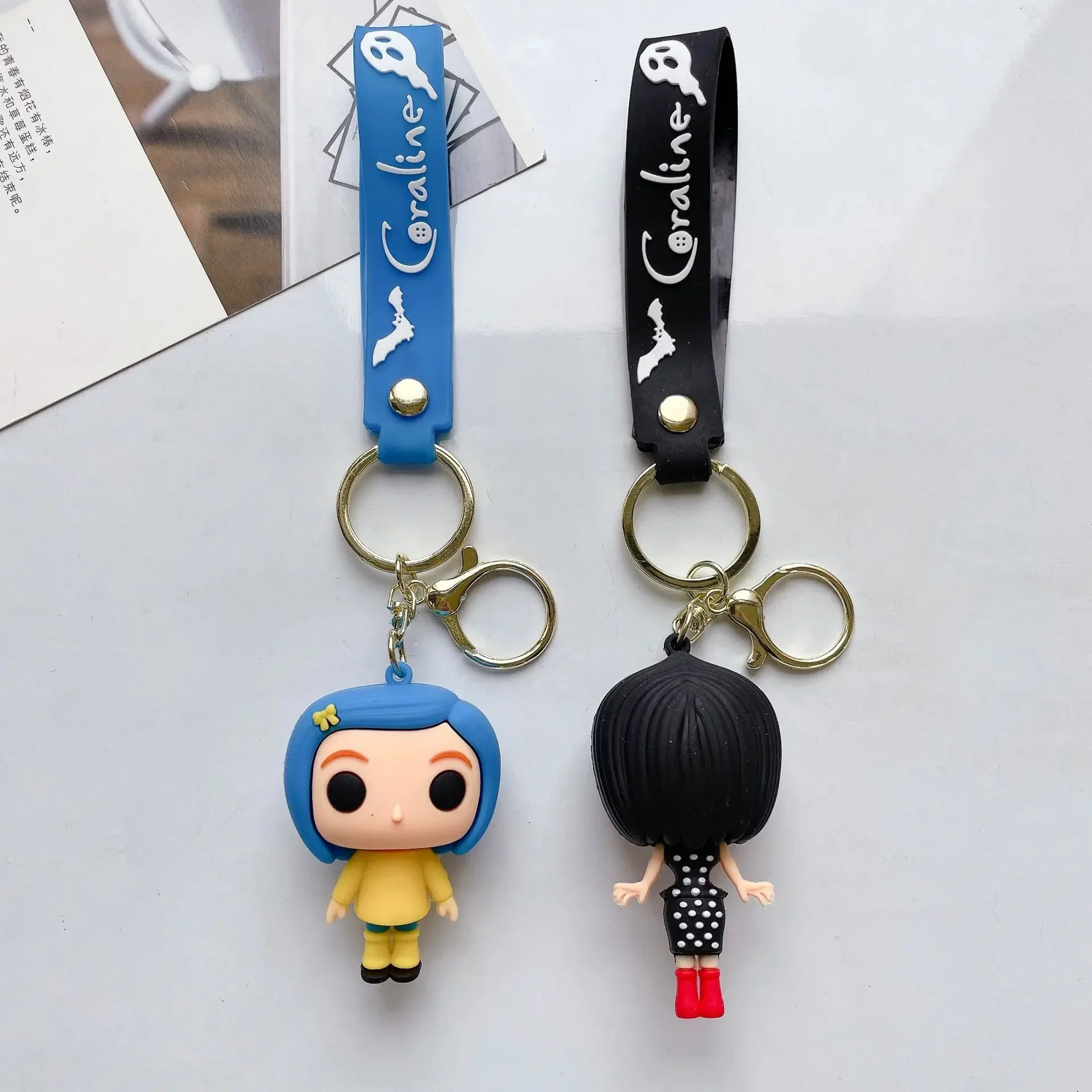 Disney Scary Movie Coraline & The Secret Door Figure Keychain for Women Men Fans Another Mother Pendant Keyring Keys Holder Gift