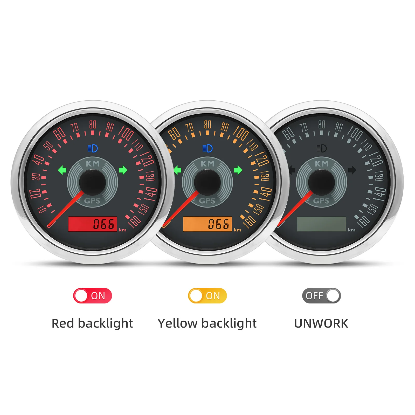 2026 Retro 0~160KMH,0~200KMH,0~160MPH 85mm GPS Speedometer Gauge with Antenna Yellow Red LED SpeedMeter for Car Boat Waterproof