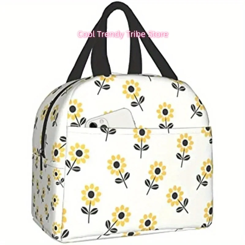 Cute Yellow Daisy Lunch Bag Handbag Women's Lunch Bag School Work Travel Outdoor Picnic Insulation Lunch Container