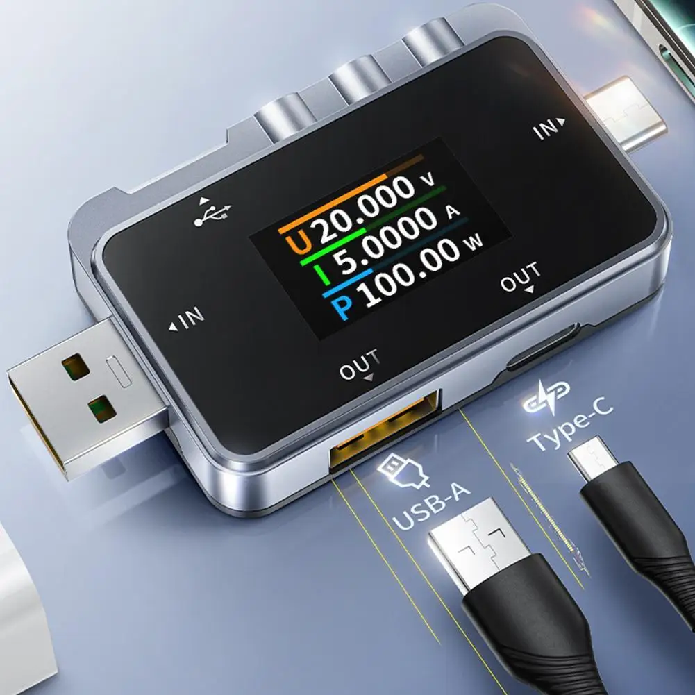 FNAC-28 2 IN 1 Type-C USB Tester Digital Voltmeter Ammeter Amperimetor Voltage Current Meter Power Bank Charger Measure