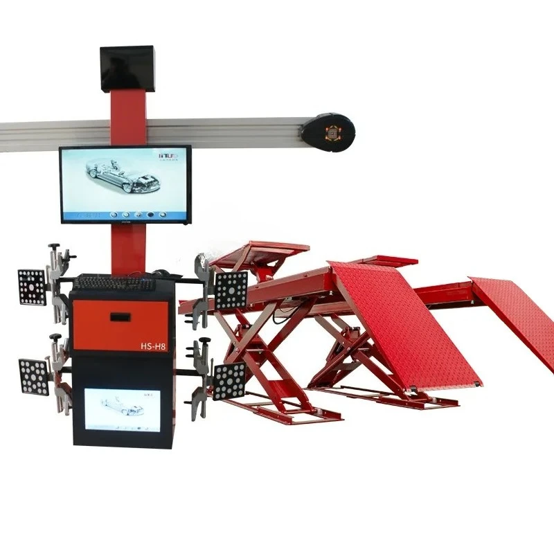 Ultra Thin Big Scissor Lift 4 Wheel Alignment Machine 4 Post Car Lift Auto Repair Equipment