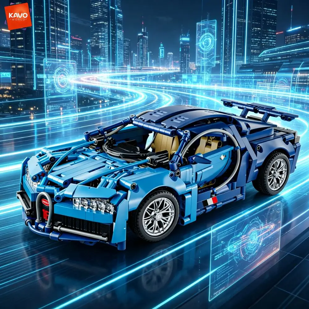

KAVOWORLD 1144PCS Blue Supercar Building Blocks 1:14 Scale Technic Race Car Model High-Speed Vehicle Construction Toy for Adults