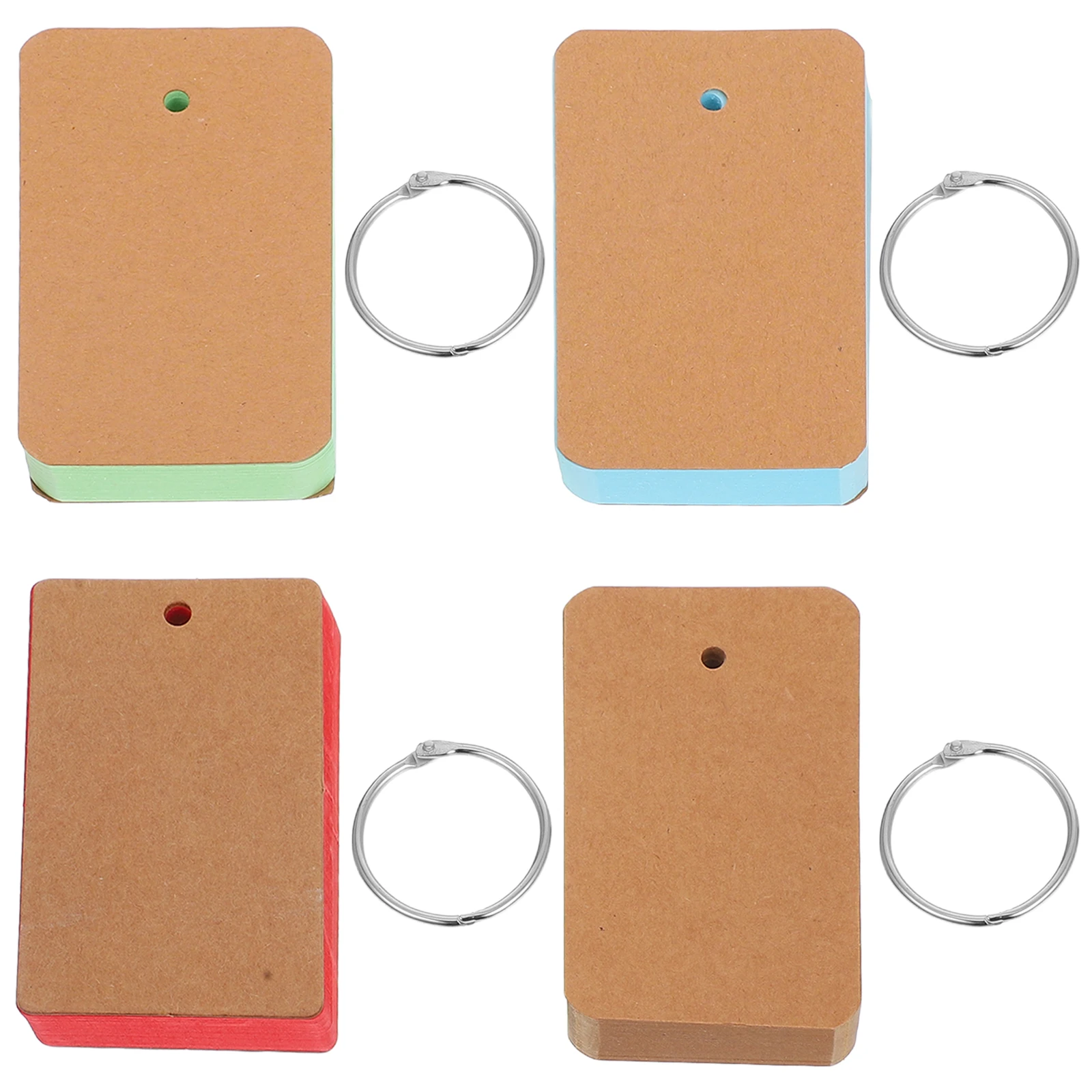 

4Pcs Colored Iron Ring Blank Flash Cards Portable Notepads Reusable Binder Design School Supplies