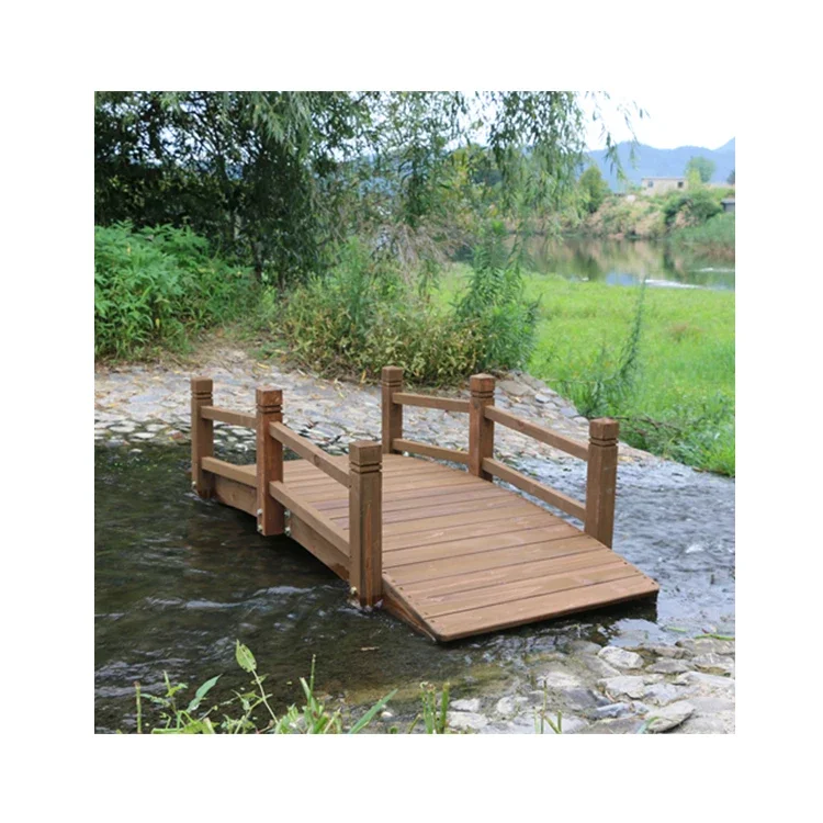 

Wholesales High Quality Decorative Brown Wooden Garden Buildings Arch Bridge Outdoor Decorative Wooden Bridge