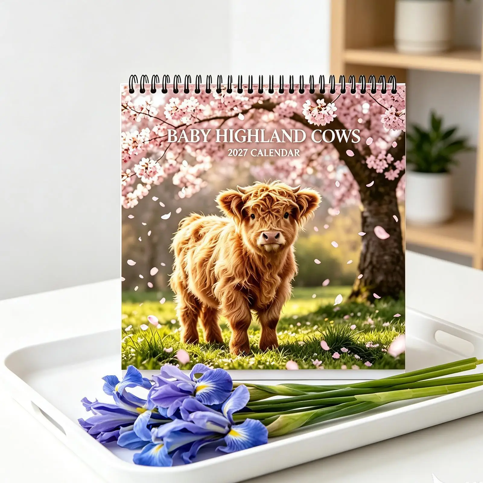 2027 Cow Wall Calendar Hangable Rustic Monthly Animal Planner Nature Cow Planner Calendar for Office School Reading Study Task