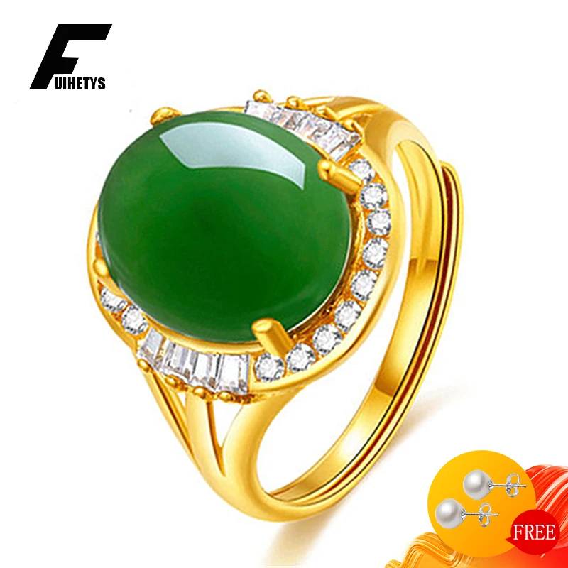 

Retro 925 Silver Jewelry Rings for Women with Emerald Zircon Gemstone Gold Color Open Finger Ring Wedding Engagement Party Gift