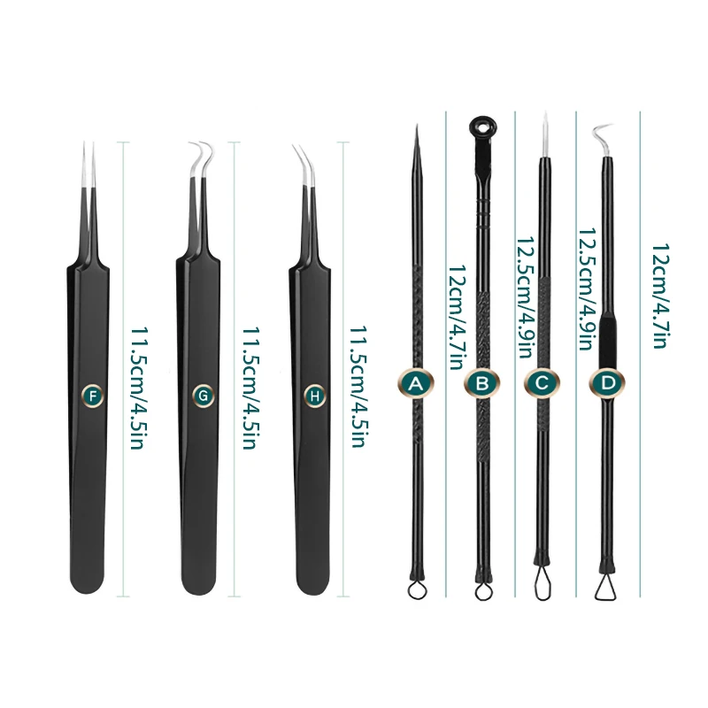 Schwarz Akne Nadel Akne Gerät Doppelköpfige Edelstahl Schönheit Nadel Akne Clip Akne Nadel Zelle Clip Mitesser Entfernung