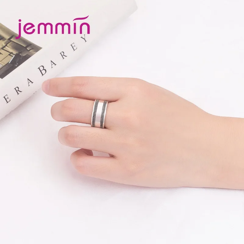 New Vintage Middle Glossy Leaf 925 Sterling Silver Rings for Women Men Not Allergic Opening Rings Fine Jewelry European Style