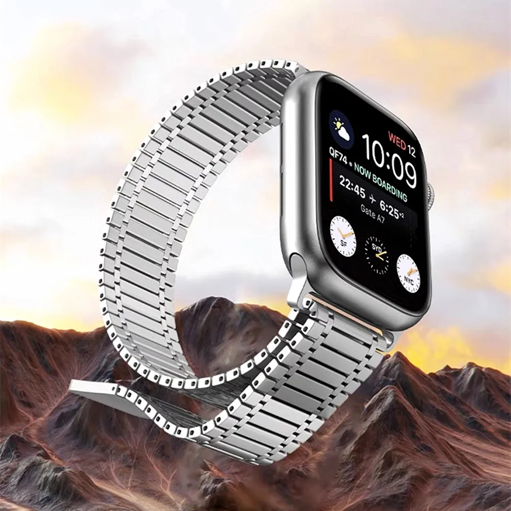 Edelstahlarmband für Apple Watch Band 44 mm 40 38 42 46 45 41 mm Metallgliederarmband iWatch 10 9 8 7 se 6 5 4 Ultra 2 49 mm