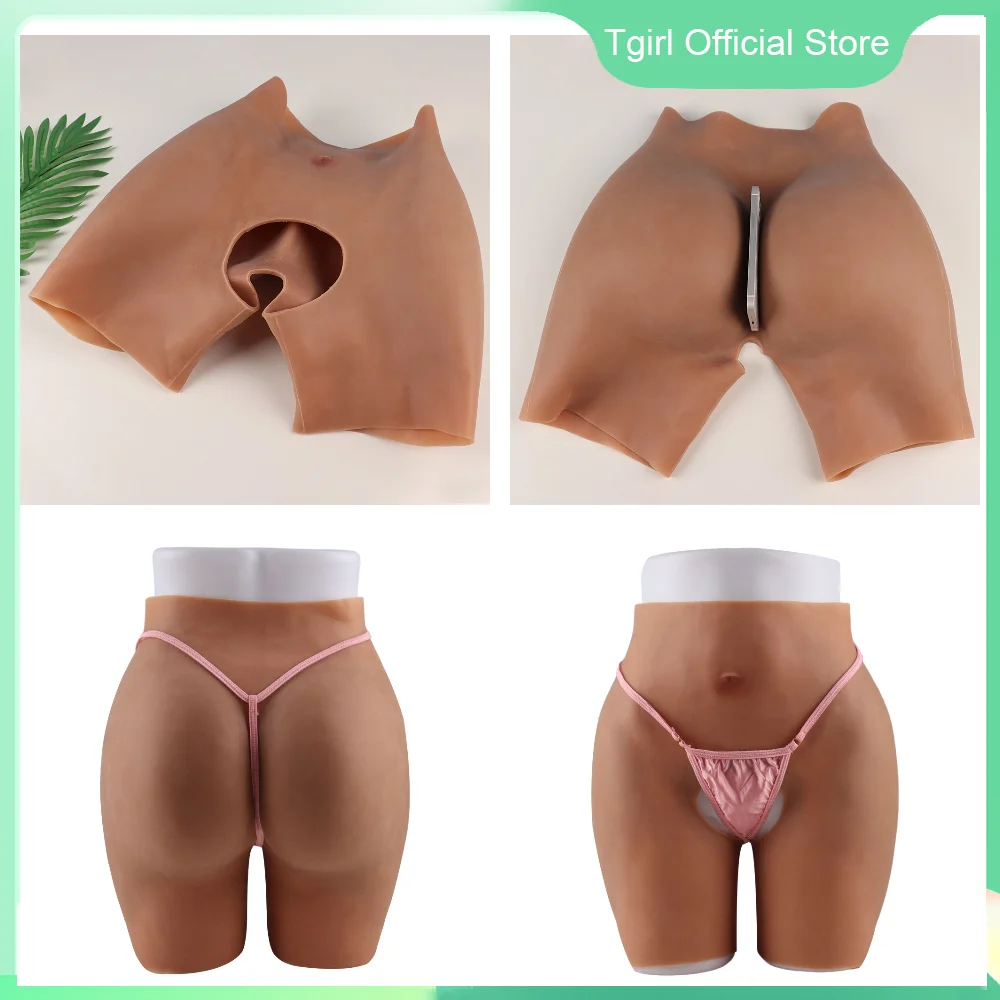 Tgirl Cosplay Realistic Panties Silicone Fake Hip Crotch Enhancement Pant Sexy Big Butt for Crossdresser Sissy Dragqueen Costum