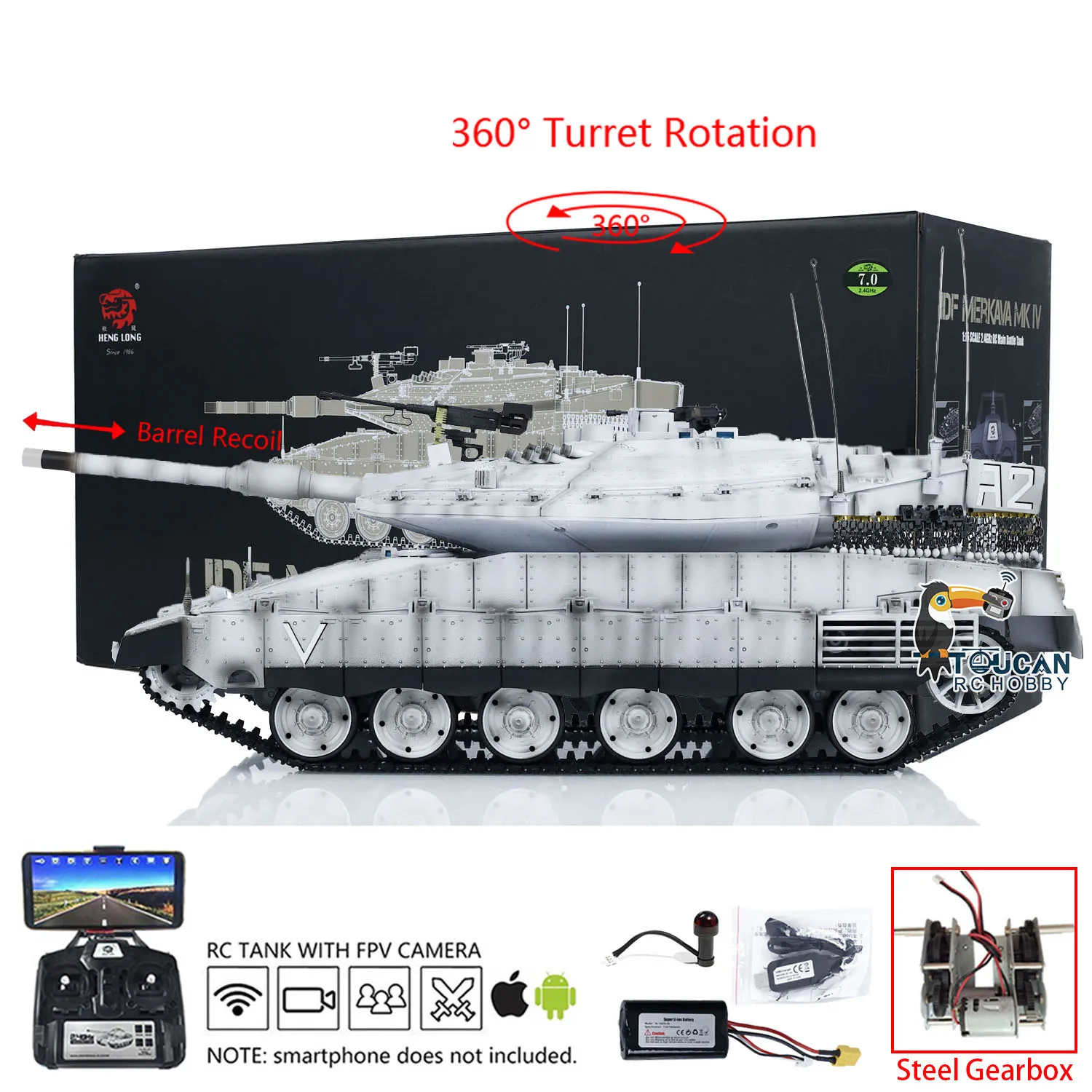 Heng Long merkava rc Tanks、fpvカメラ付きメタルドライブギア、無線制御パンツァーモデル、1:16、3958、idf mk iv、th23440