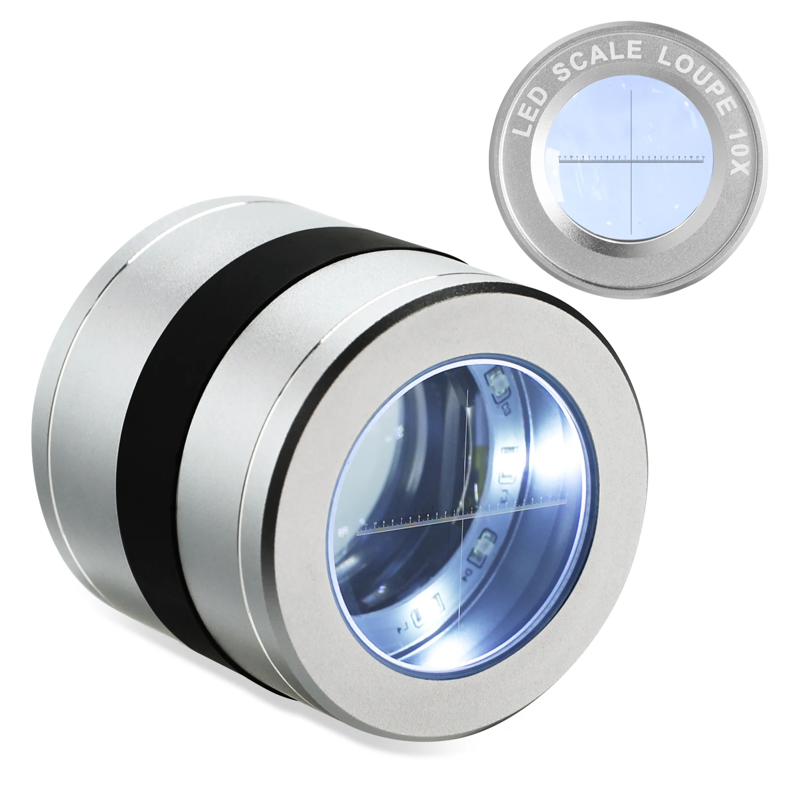 10X Rechargeable Magnifying Optical Jeweler Loupe 5 LED/5 UV Full Metal Light User-friendly for Jewelers Watchmakers Stamp