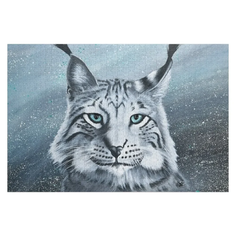 blue-eyed lynx Jigsaw Puzzle Customized Gifts For Kids Custom Name Child Toy Personalized Name Jigsaw Custom Puzzle