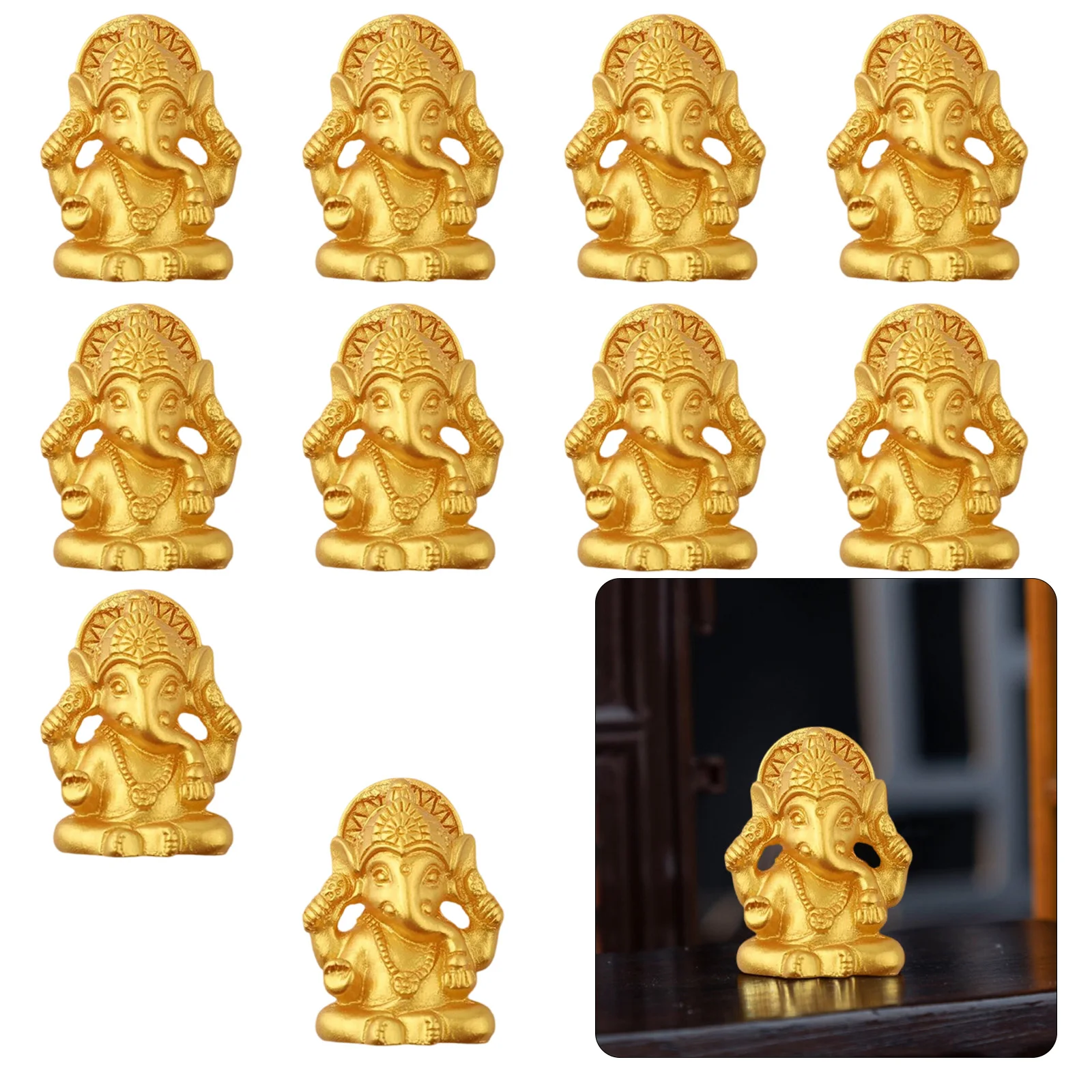 Pack of Ten For Ganesha Figurines Spiritual Decorations Bringing Inspiration to For Homes or Meditation Spaces