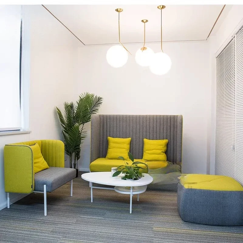 Rest area high back reception negotiation fabric high back industrial style double sofa