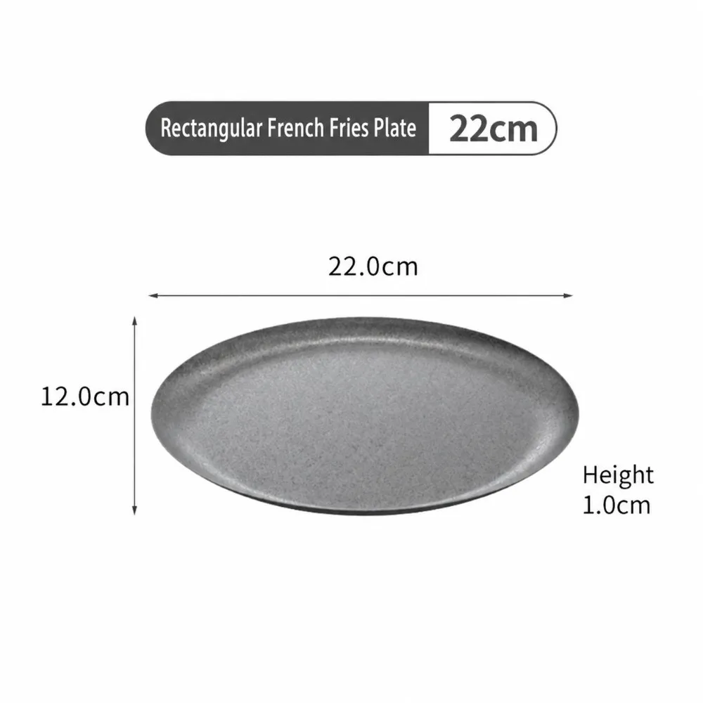 New Stainless Steel Vintage Tableware Stackable Frosted Dish Metal Dinner Plate Durable Round Dessert Plate Set Home Kitchen
