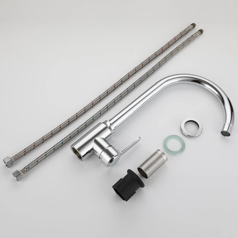 Kitchen Faucet Stainless Steel Single Handle Single Hole Tap Chrome Kitchen Mixer Taps Deck Mounted Faucets Kitchen Accessories