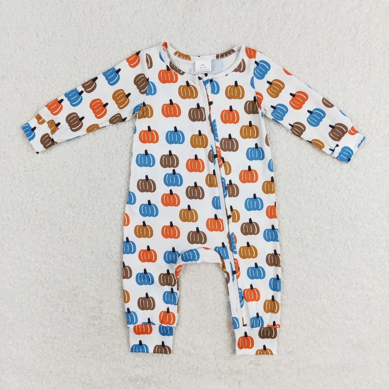 

Wholesale Baby Boy Zipper Children Long Sleeves Pumpkin Thanksgiving Romper Newborn Coverall Bodysuit Jumpsuit Toddler One-piece