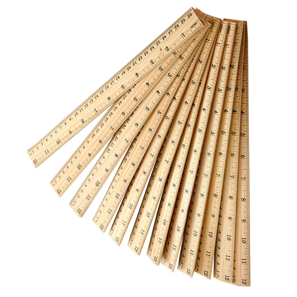30Pcs Wooden Measuring Rulers Double Scale Precision Straight Rulers for School Home Office Classroom Use 30Cm