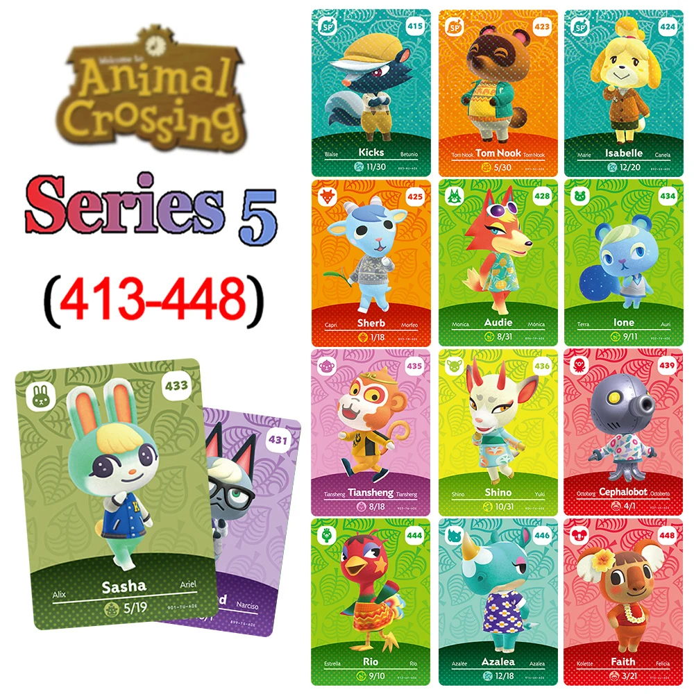 Animals Crossing New Cards Game High Quality NFC Cards Animal Cards Serie 5 413-448 Tags for NS Switch Wii Lite U Set