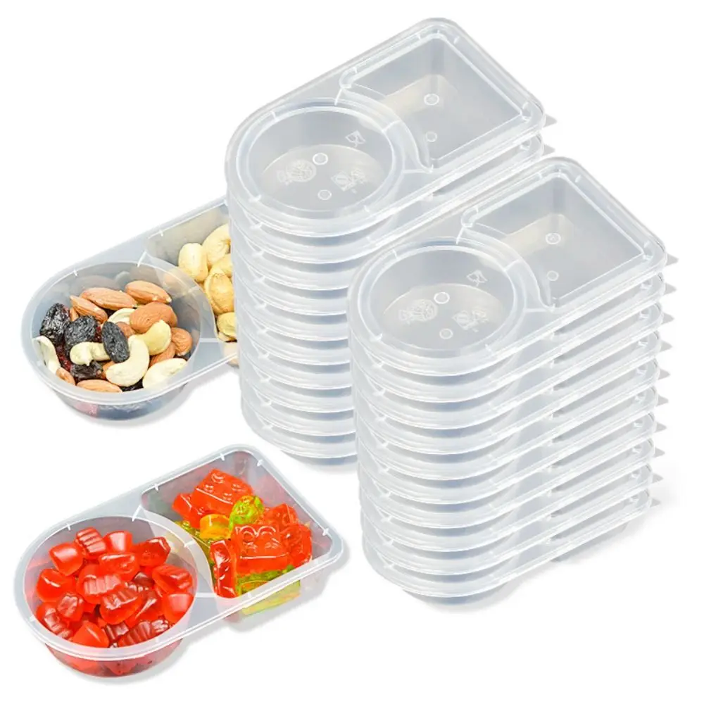 

Sealed Plastic Sauce Pot Clear Double Lattice Condiment Container with Lids Seasoning Container Students