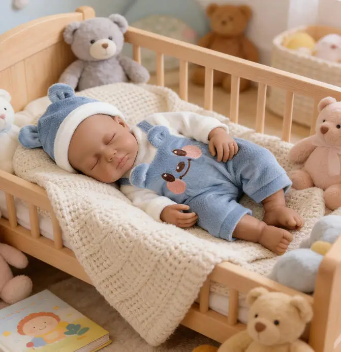

NPK 12'' Handmade Reborn Doll Dark Skin LouLou Full Body Solid Platinum Silicone Super Soft Flexible Elastic Mouth Can Open
