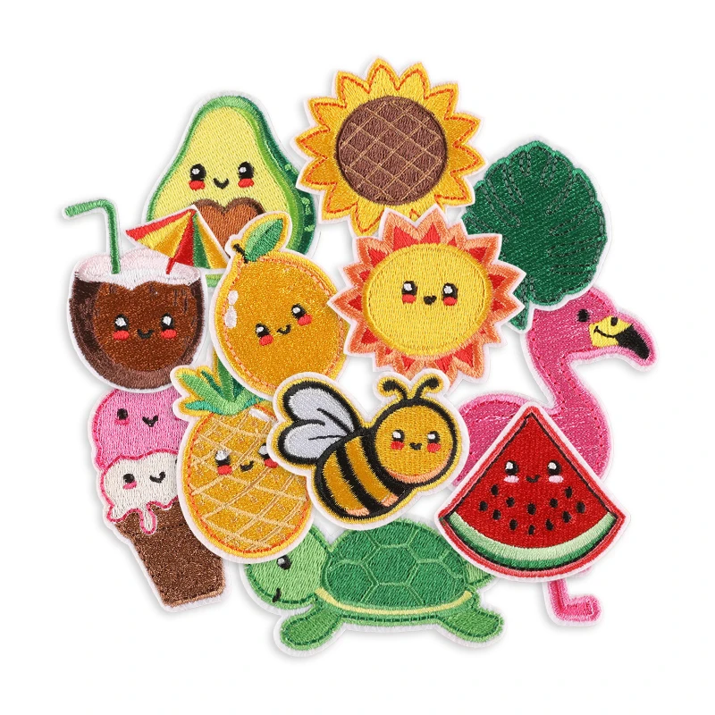 12 Stück süße Menge Tiere Früchte Biene Eisen auf Patches für Kleidung Kinder Stoffe bestickt Diy Jacke Nähen Parches Bulk kleines Baby – Detail 6