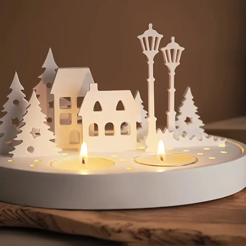 3-teiliges Hohlform-Set für Tischlampen und Kerzenhalter in Baumhaus-Form; Silikonformen für Gips-Kerzenhalter; Sui