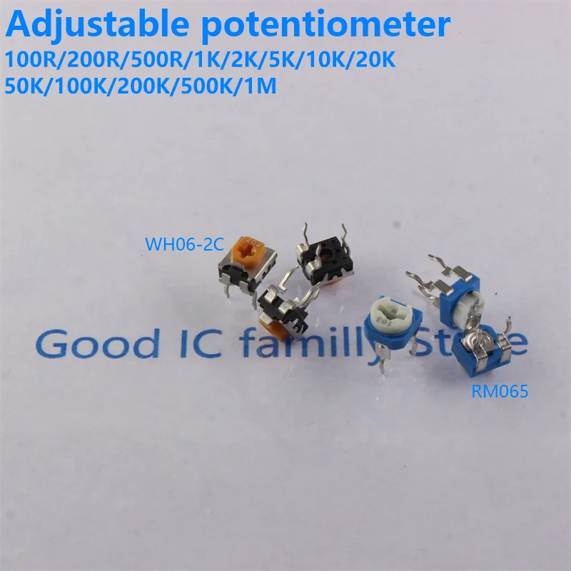 10pcs RM065 WH06-2C Series 200 500 1K 2K 5K 10K 20K 50K 100K 200K 500K 1M Ohm Trimpot Trimmer Potentiometer Variable Resistor