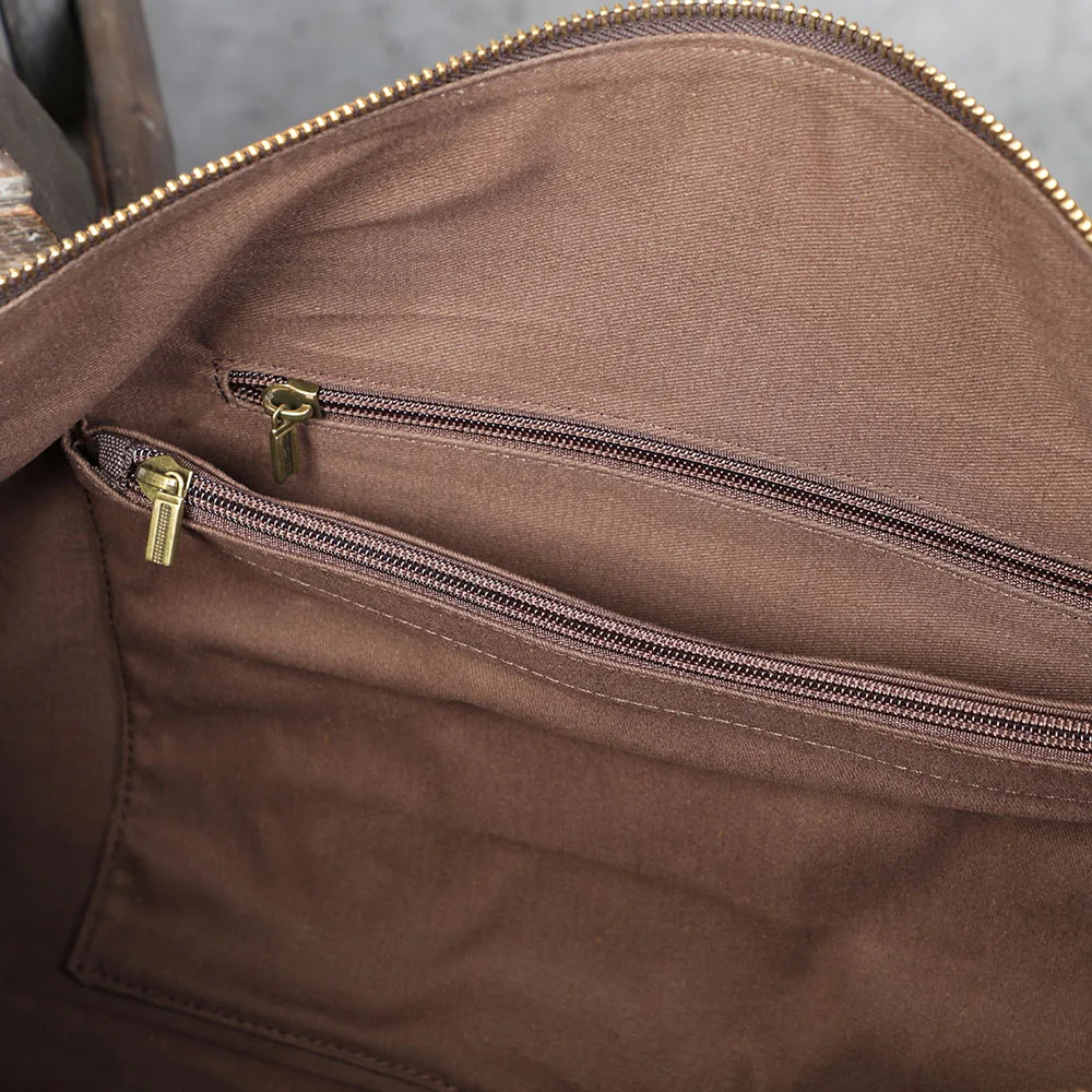 S.WORKER Handgefertigte Reisetasche aus Vollnarbenleder, Echtleder, große Kapazität, Business-Gepäck, Wochenend-Reisetasche – Detail 25