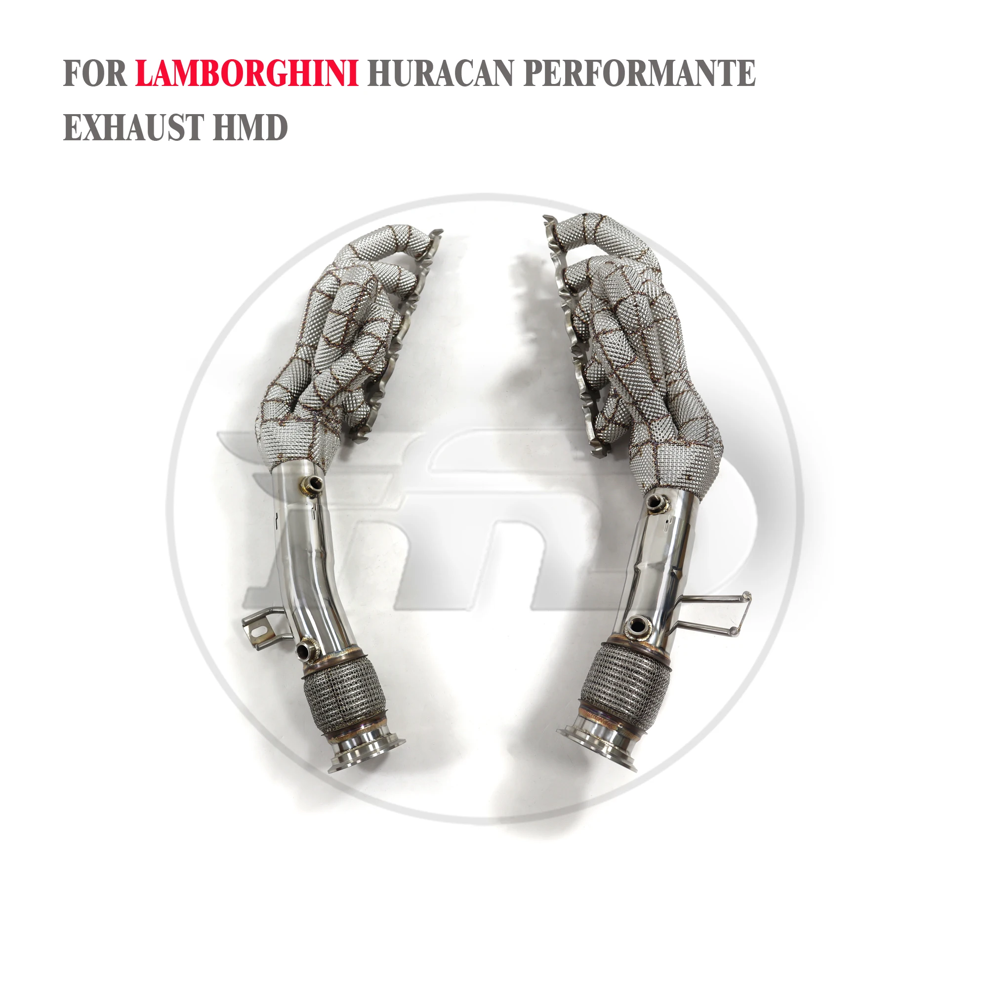 HMD venda quente SS304 sistema de escape cabeçalhos de desempenho de alto fluxo para LAMBORGHINI HURACAN LP610/Audi R8 coletor com escudo térmico
