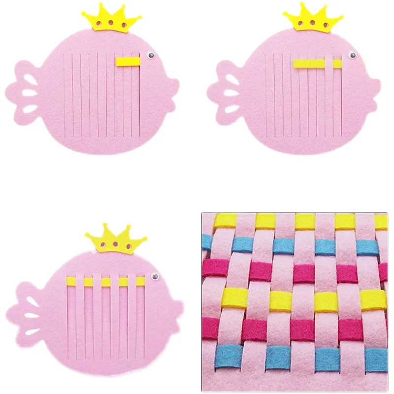 Juguetes tejidos hechos a mano para niños, Material de tejido no tejido, juego de arte para niños, dibujos animados, flores, frutas, peces, océano, Animal TMZ