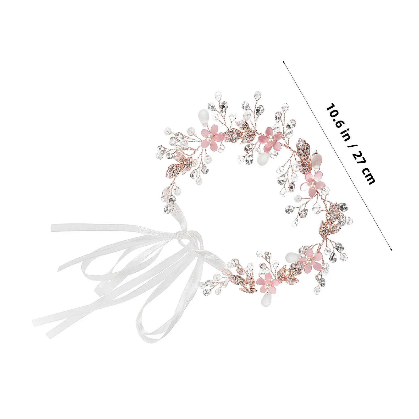 Wedding Floral Crown Bridal Headband with Delicate Flowers Pearls Sparkling Rhinestones for Bridesmaids Flower Girl Birthday